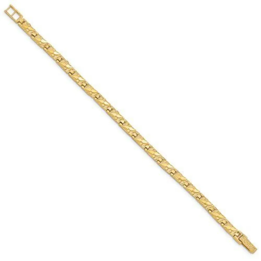 New 14k Gold 5.0mm wide 7 inch Nugget Bracelet
